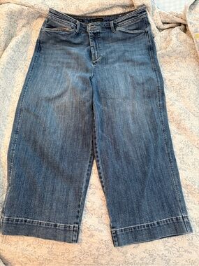 Talbots 16 Women's Blue Wide-Leg Cropped Jeans